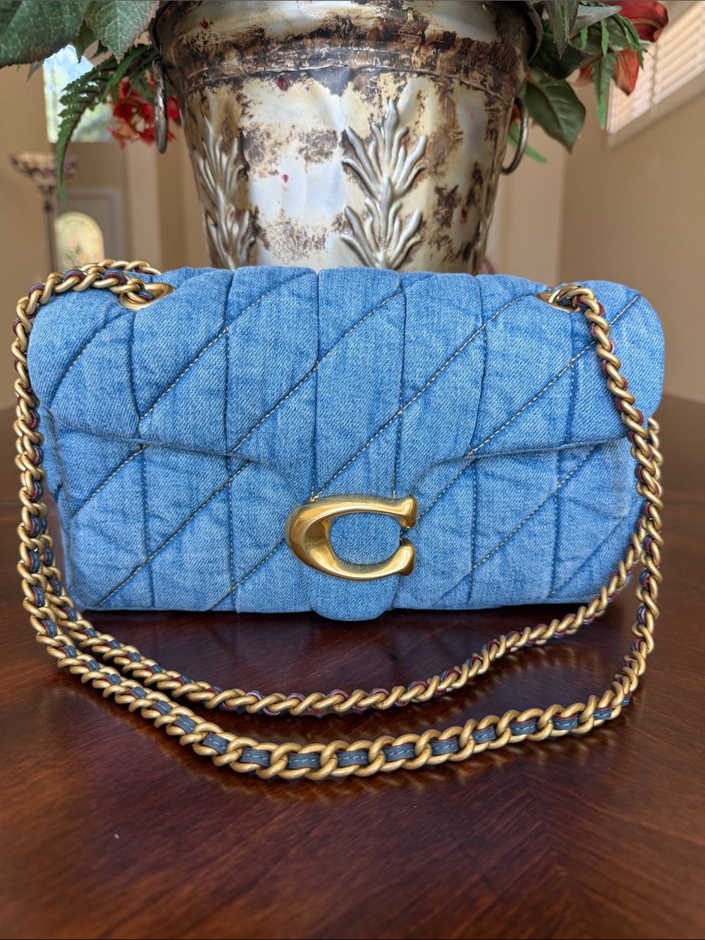 Coach Quilted Light Blue Denim Tabby 26 Crossbody/Shoulder Bag